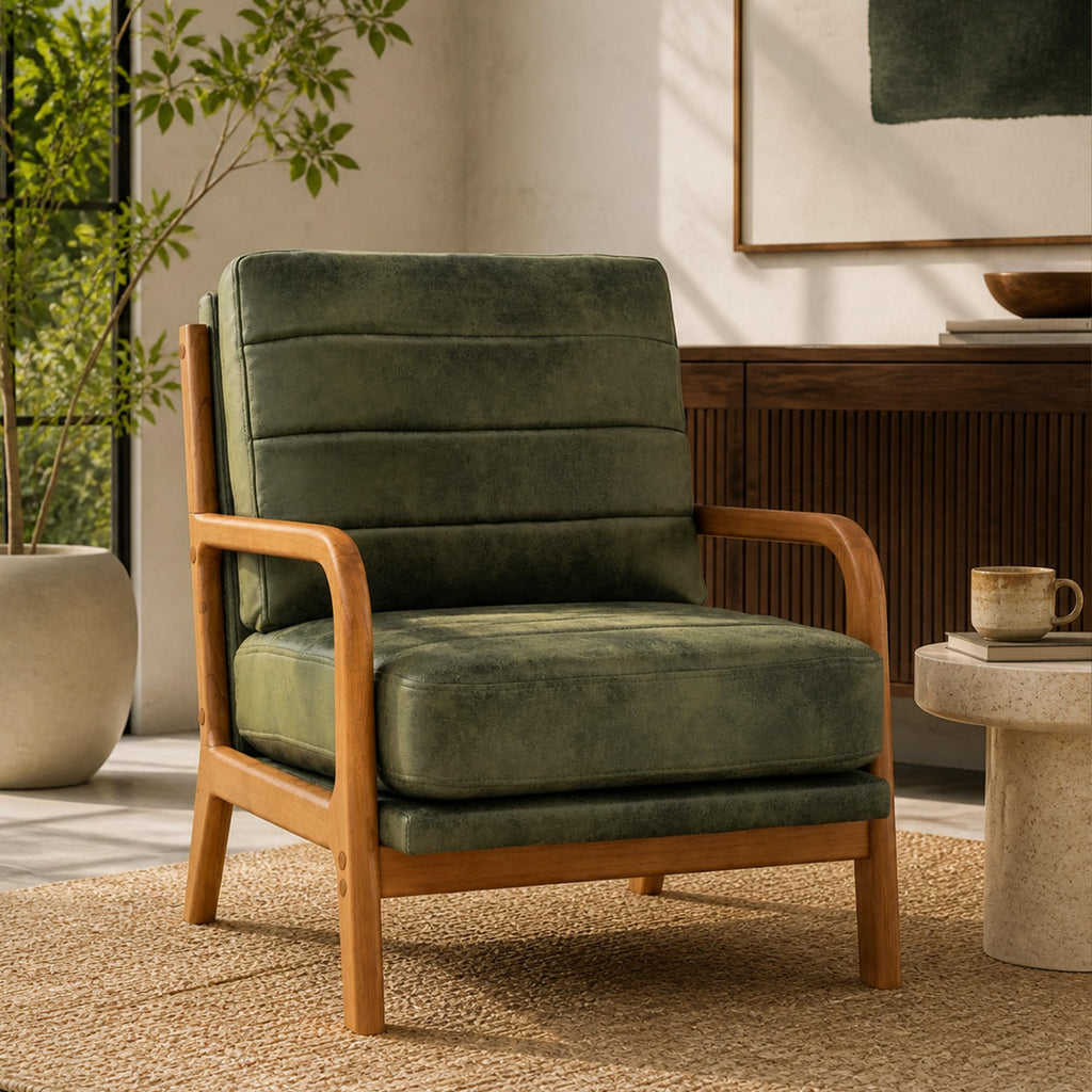 Mid-Century Modern Accent Chair Set of 2 Green B681