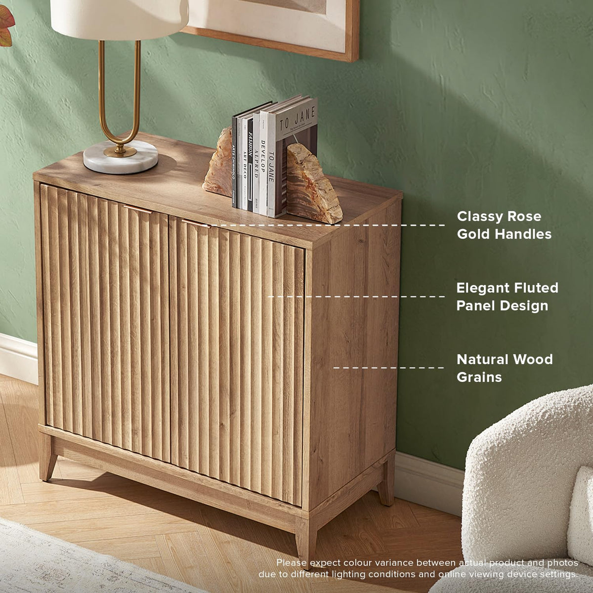 Fluted Storage Cabinet with Adjustable Shelf F130753