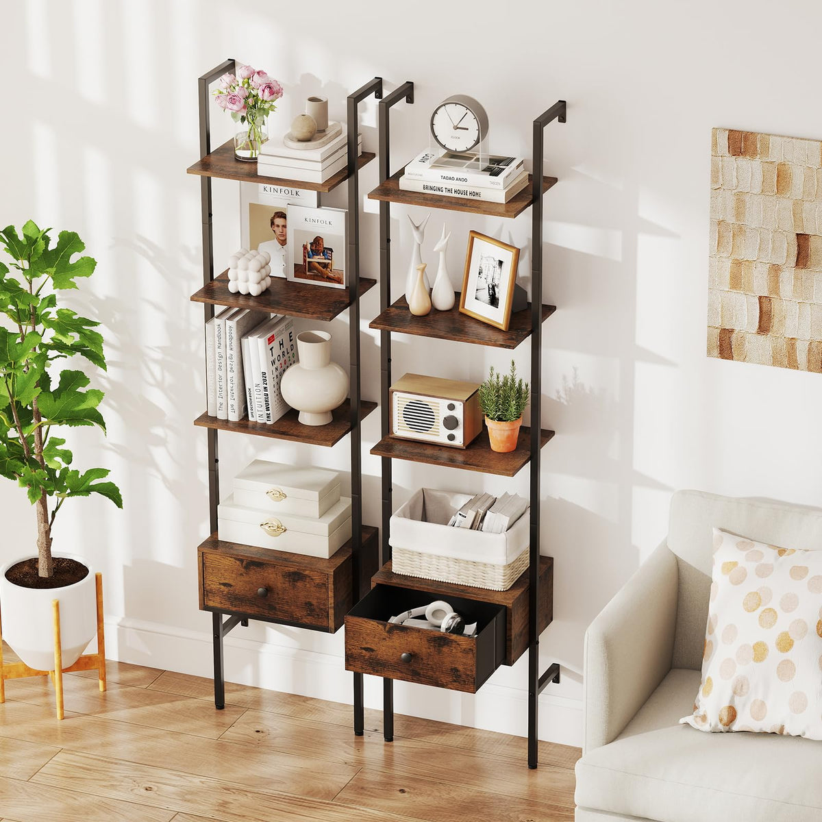 5-Tier Ladder Bookcase with Drawer K550