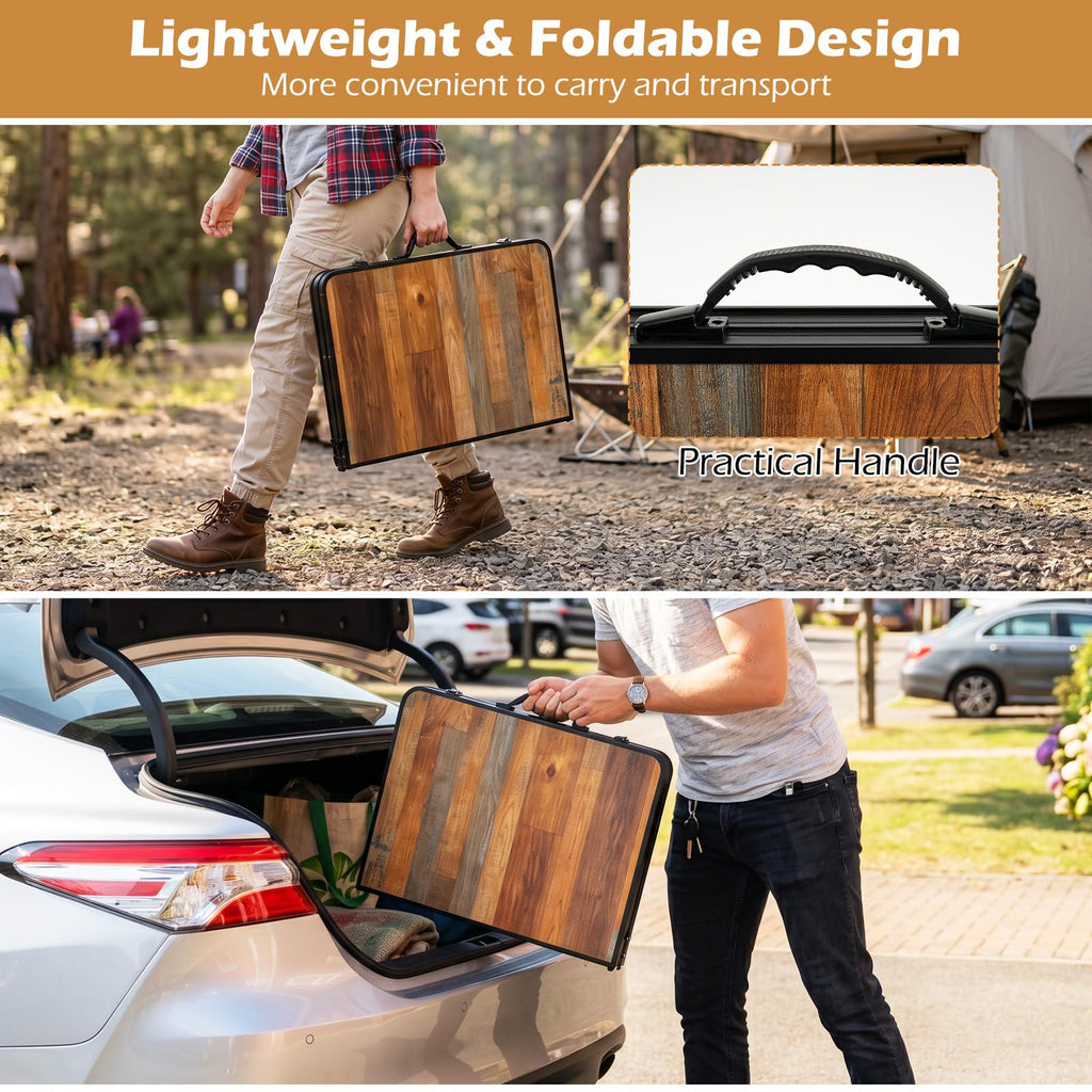 3 FT Portable Aluminum Folding Camping Table with Carry Handle U873899