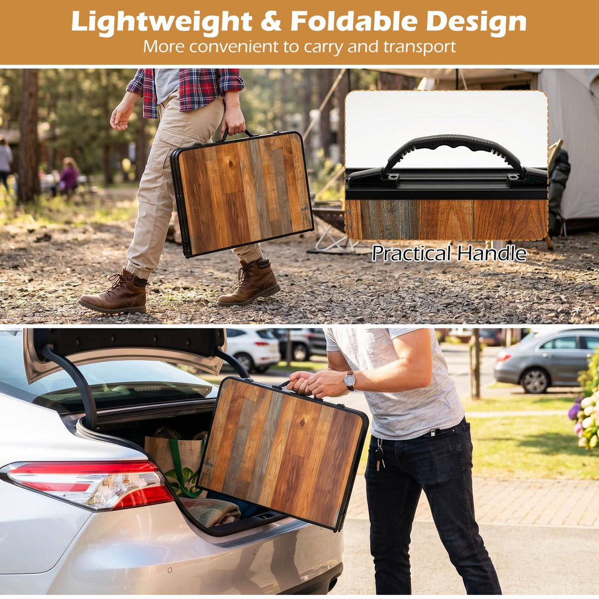 3 FT Portable Aluminum Folding Camping Table with Carry Handle U873899