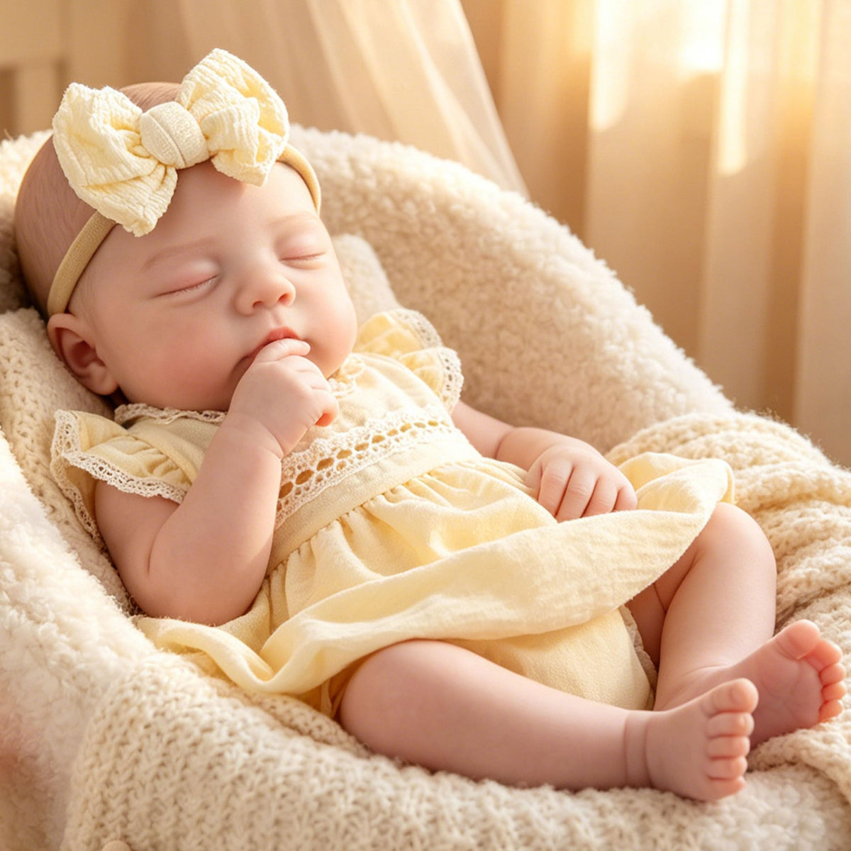 20" Realistic Sleeping Newborn Girl Doll with Weighted Body and Feeding Set B22008