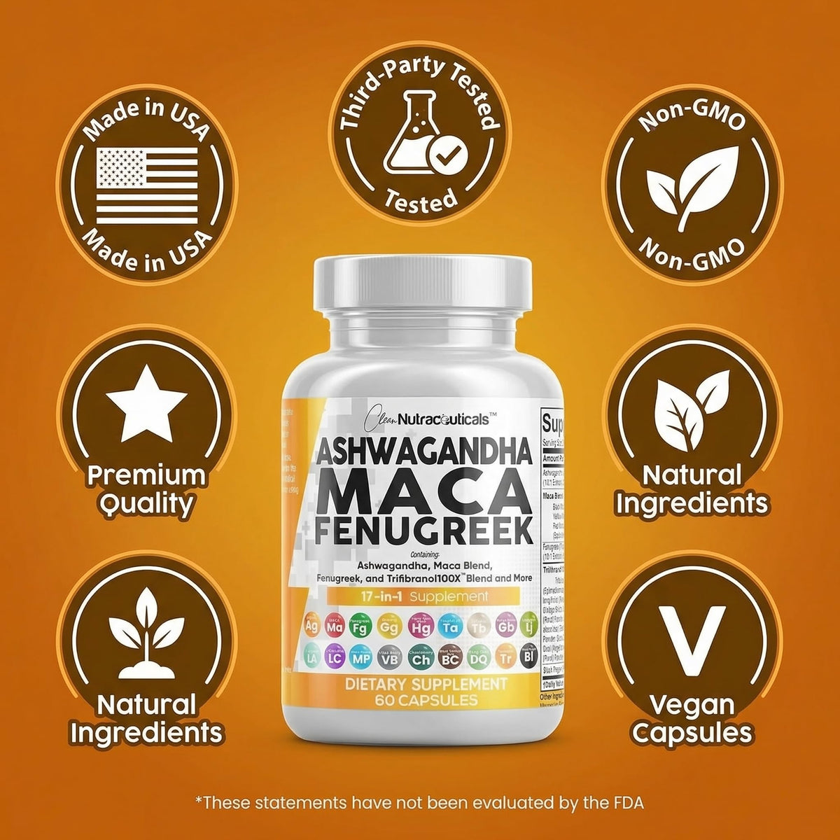 Ashwagandha Maca Root Fenugreek Tongkat Ali Ginseng Capsules G558613
