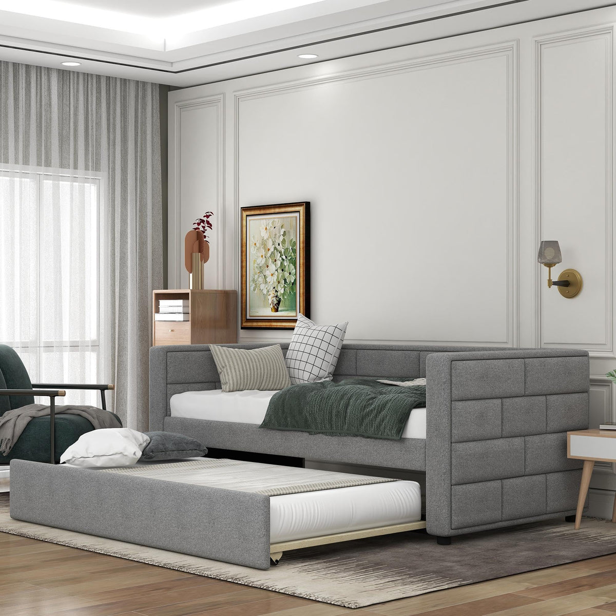 Twin Upholstered Daybed with Trundle J4023