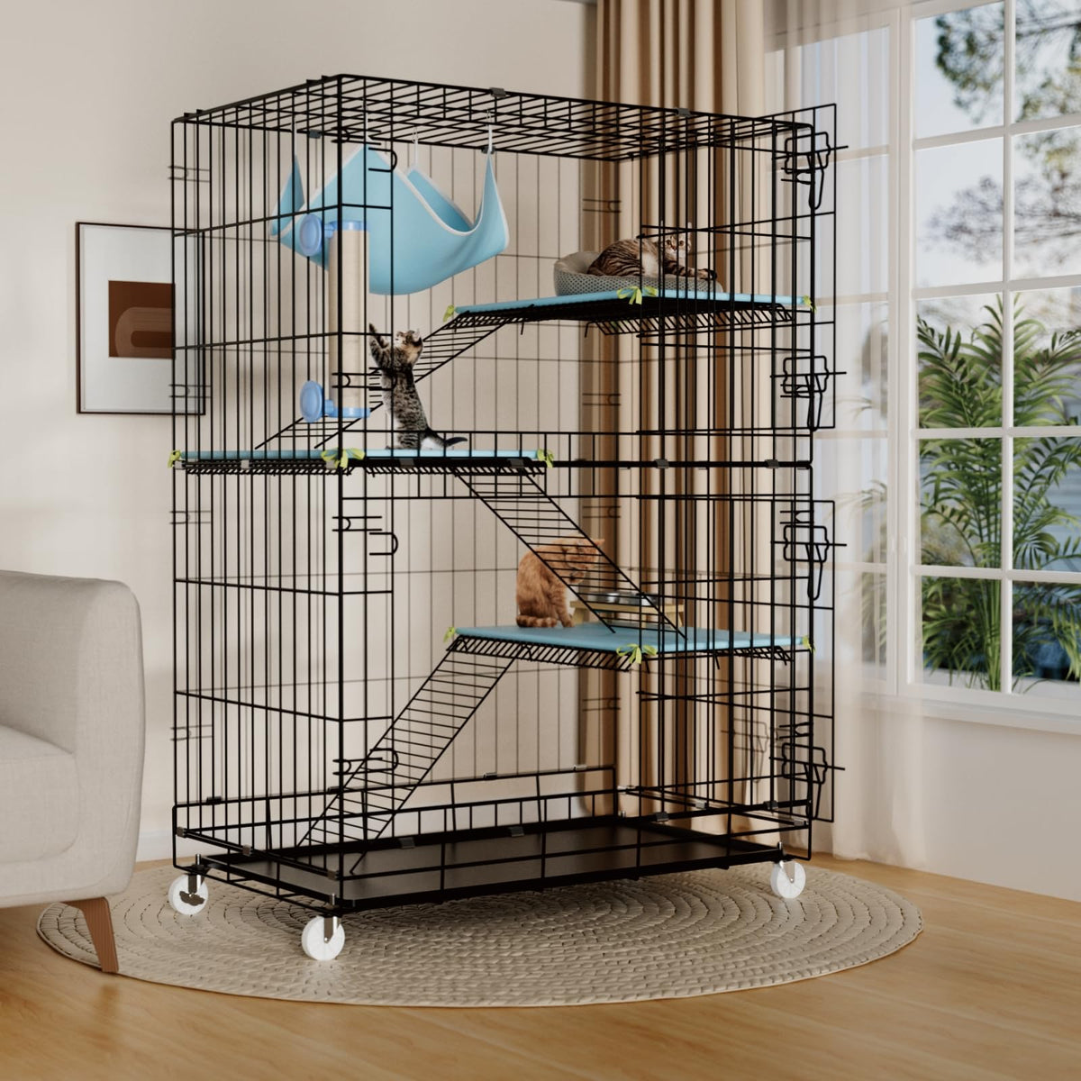 4-Tier Cat Cage with Cushions Hammock Scratching Post L73110