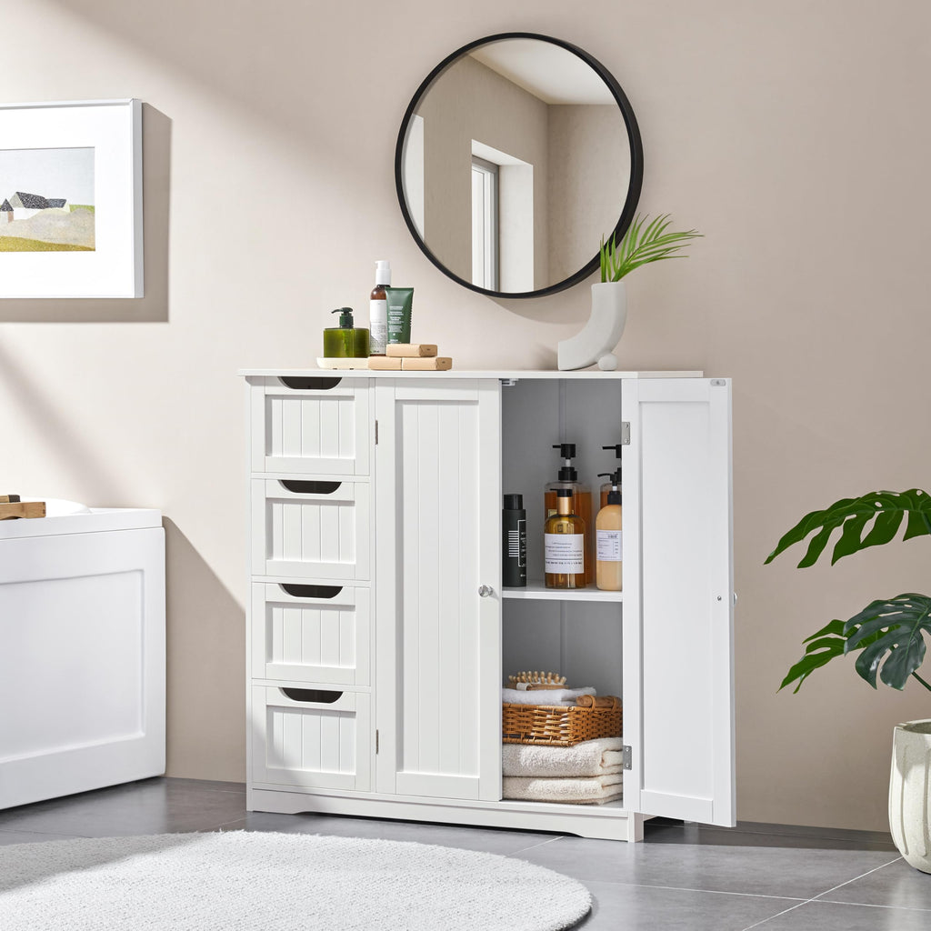 White 4 Drawer 2 Door Bathroom Storage Cabinet W311089