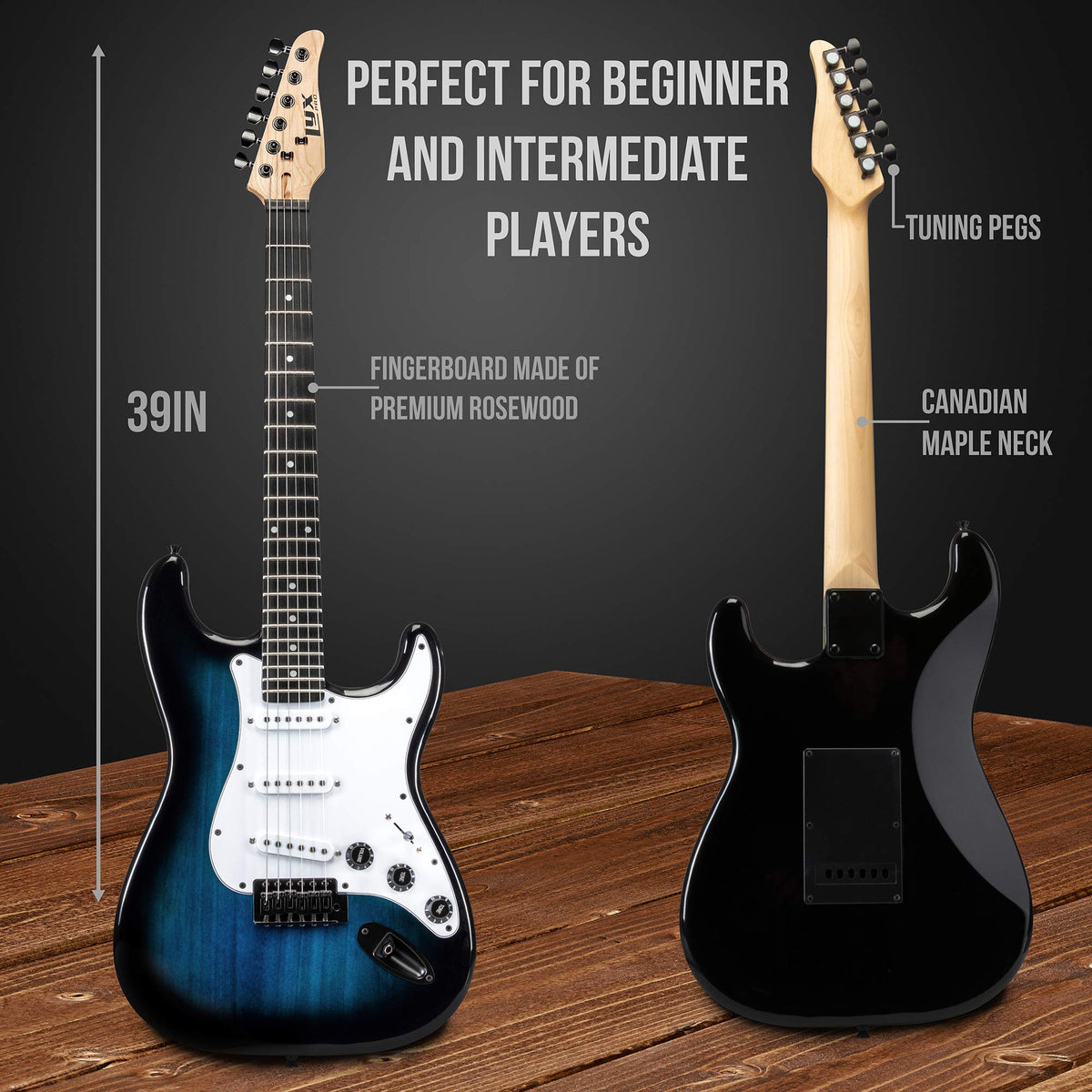 39 inch Electric Guitar Kit with Amplifier Blue H3533