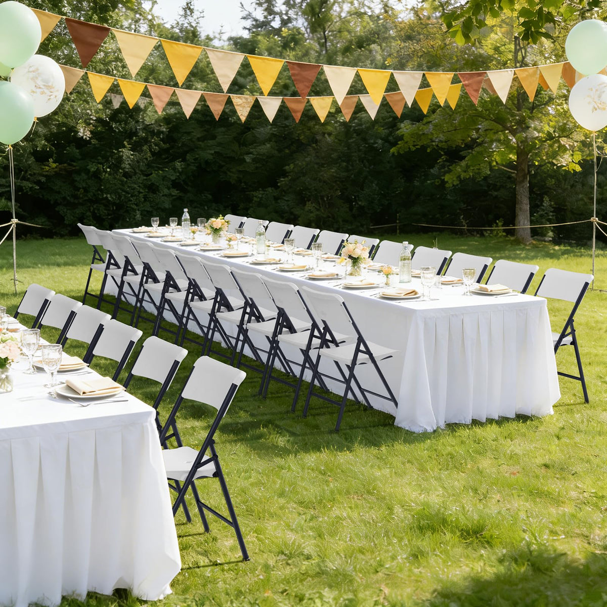 White 4 Pack Plastic Folding Chairs with Metal Frame U335697
