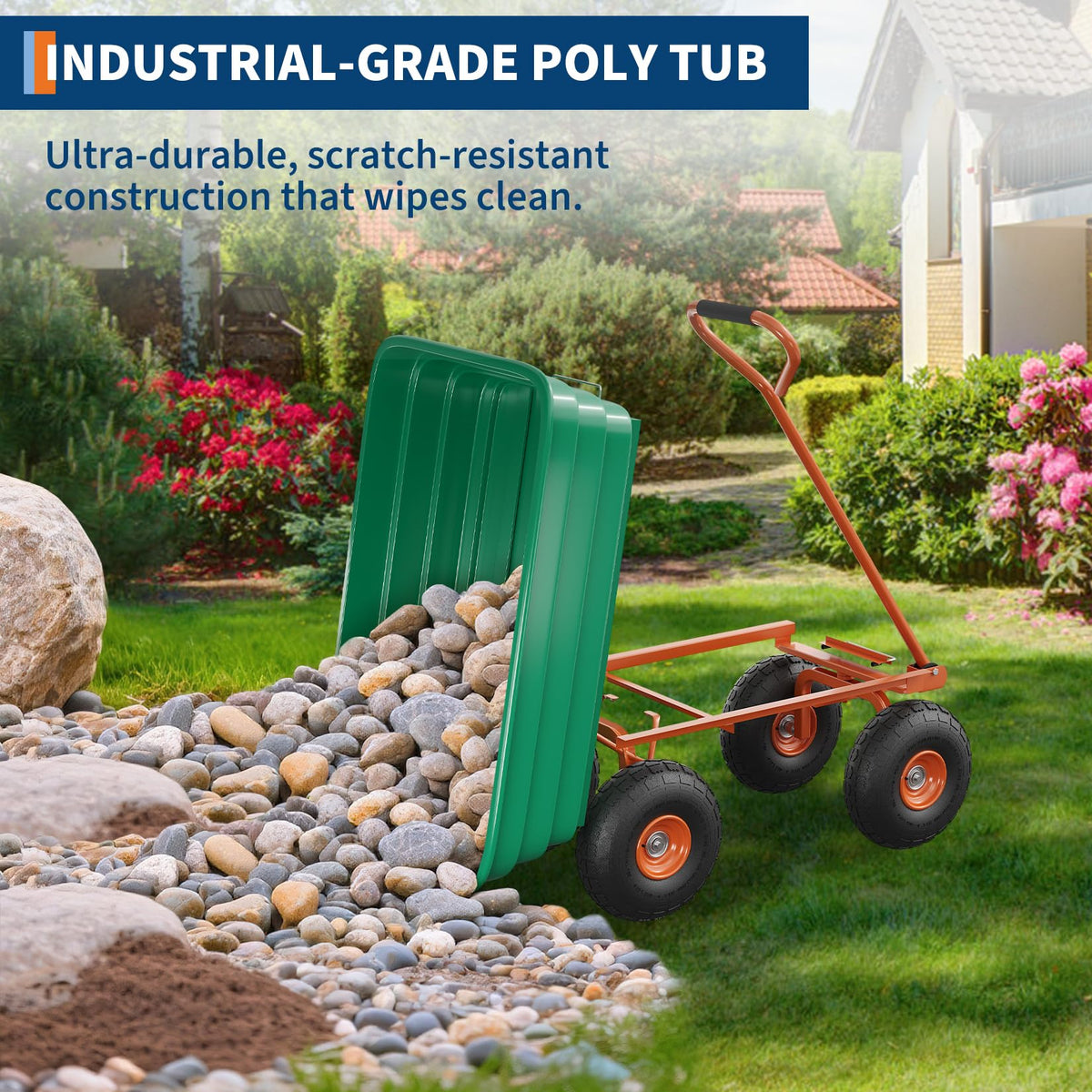Heavy Duty 4 Cu Ft 1200Lbs Utility Wagon with 10" No-Flat Tires P112978