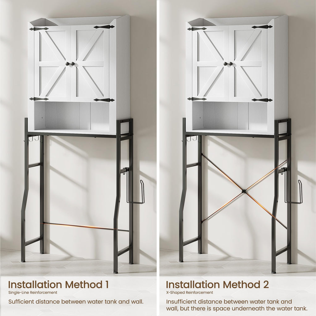 Over The Toilet Storage Cabinet with 2-Door & Metal Stand, White N524