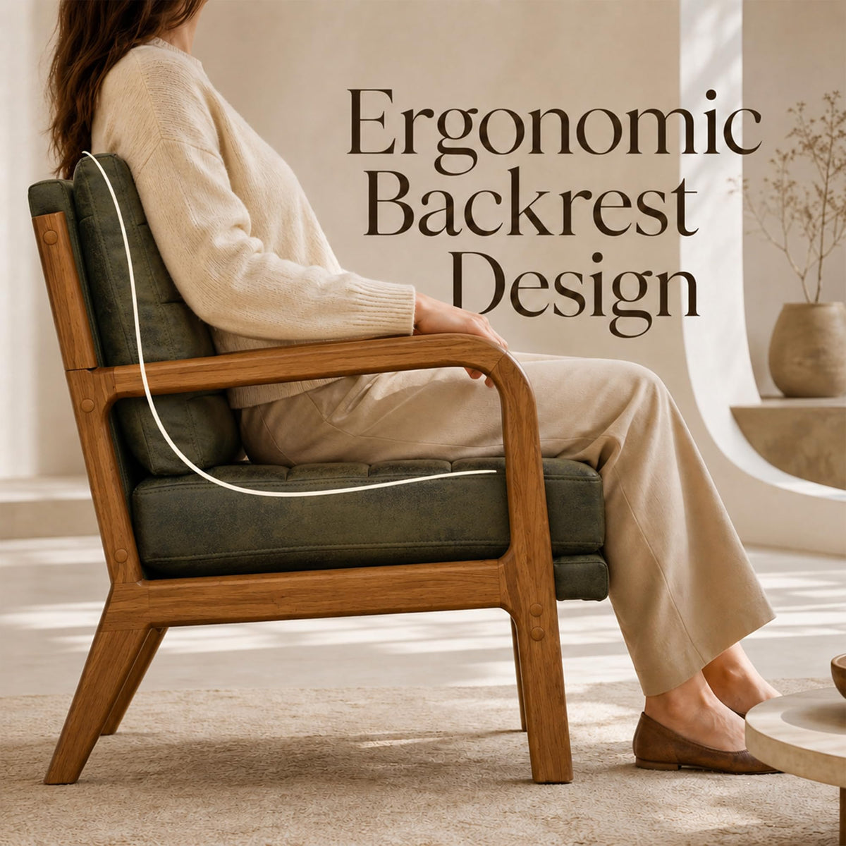 Mid-Century Modern Accent Chair Set of 2 Green B681