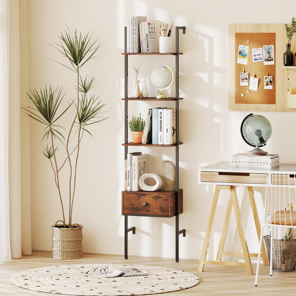 5-Tier Ladder Bookcase with Drawer K550