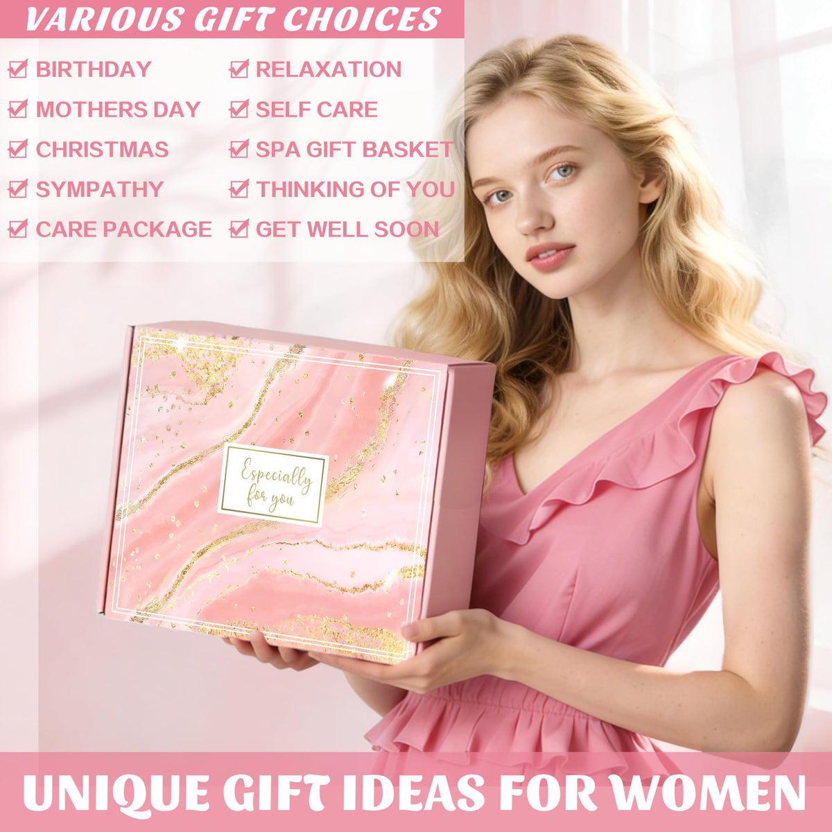 Pink 11Pcs Self Care Gift Basket Z82156