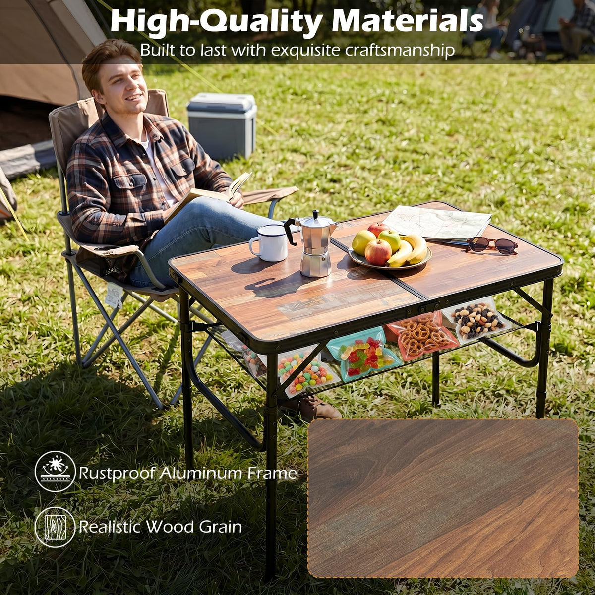 3 FT Portable Aluminum Folding Camping Table with Carry Handle U873899