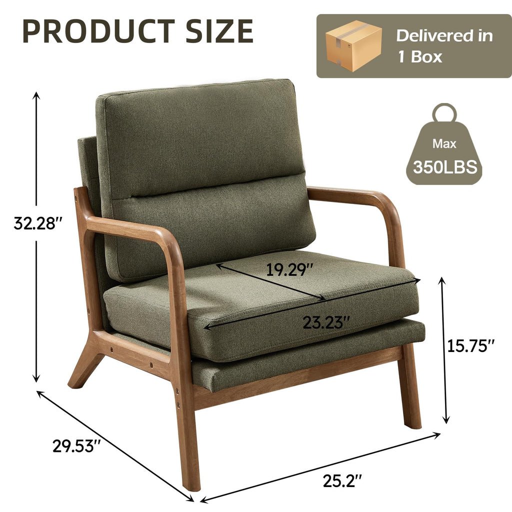 Mid Century Modern Linen Accent Chair Set of 2 H8116