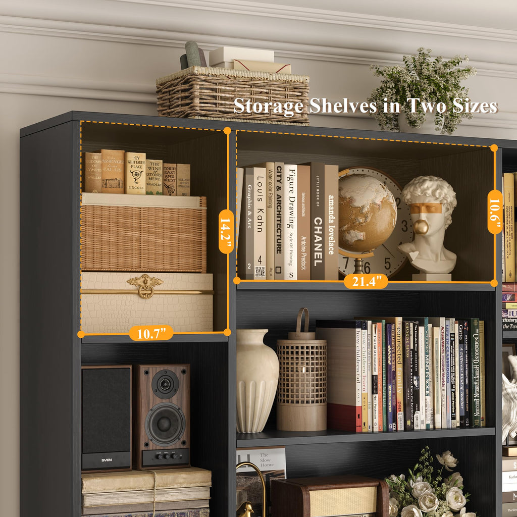 72" Tall Black Bookshelf with Storage S83161