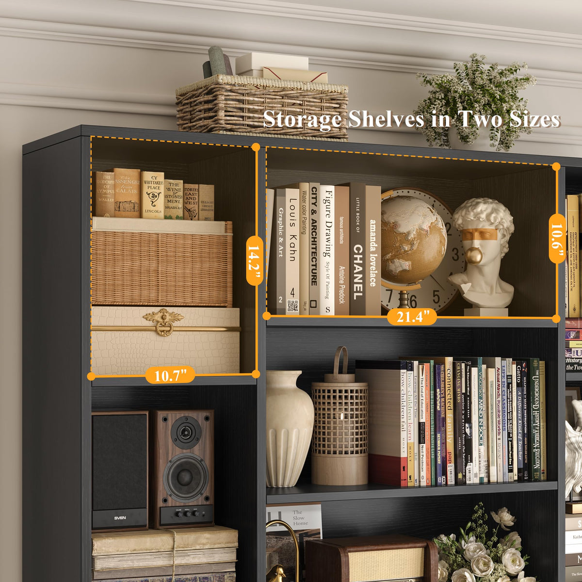 72" Tall Black Bookshelf with Storage S83161