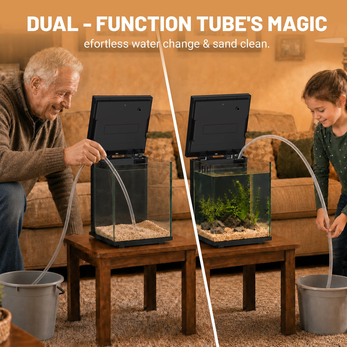 4 Gallon Ultra-Clear Glass Aquarium Kit with Auto Feeder W7192