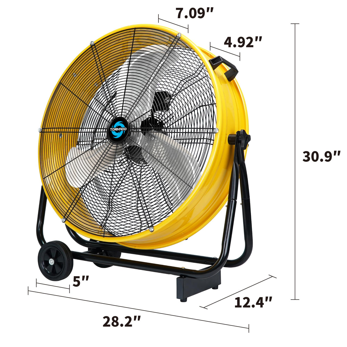 24 Inch High Velocity Tilt Metal Drum Fan Yellow 3 Speed S216
