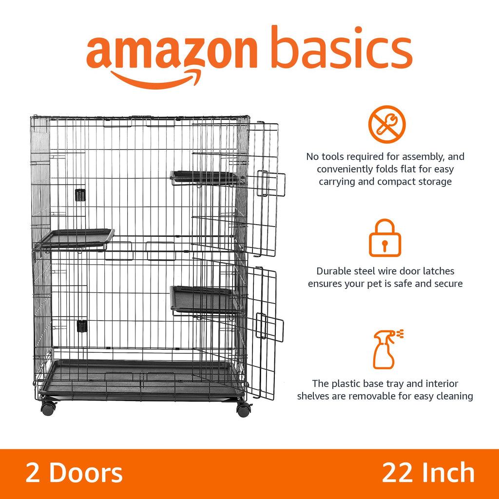 Large 3-Tier Cat Cage Playpen with Removable Tray, Black Z895