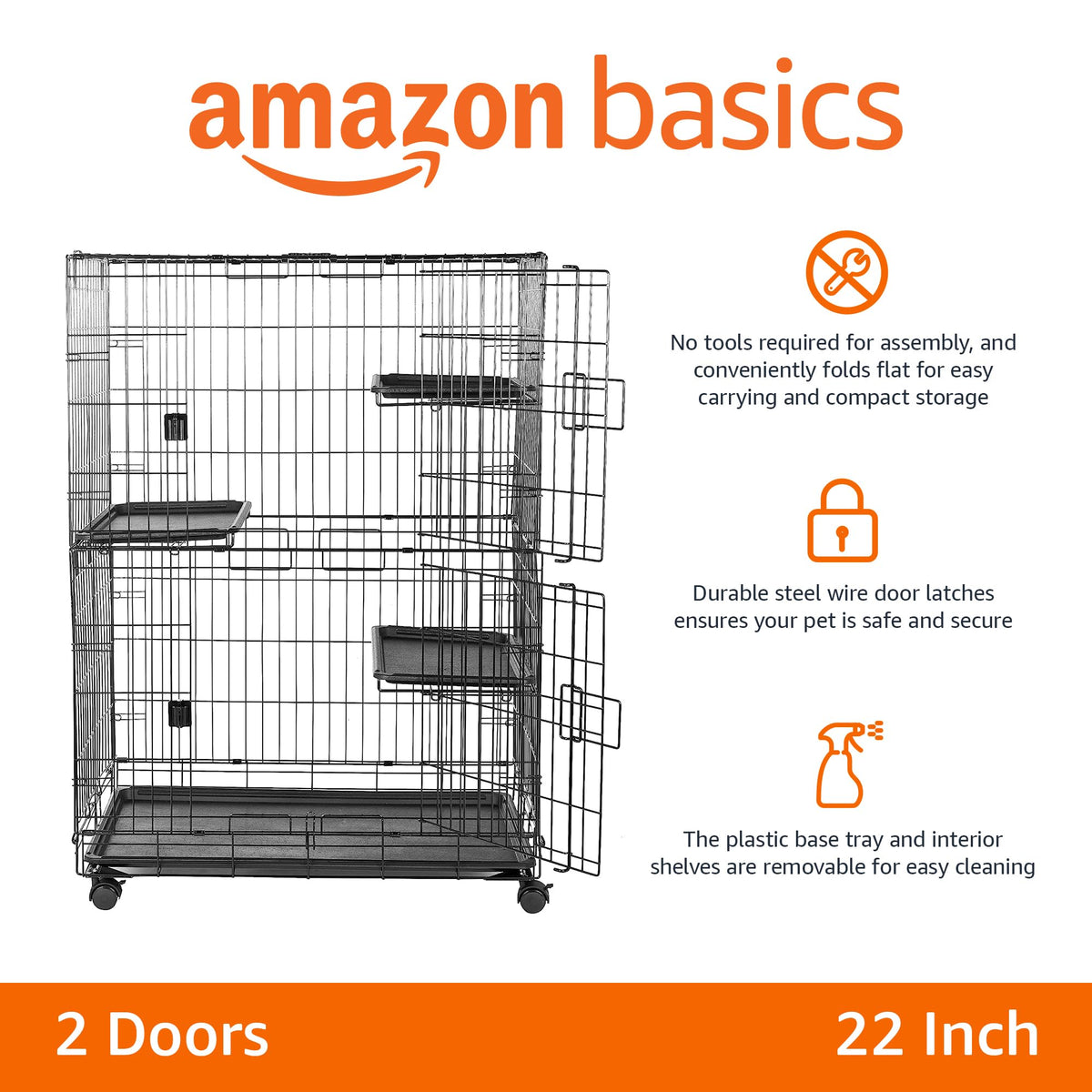 Large 3-Tier Cat Cage Playpen with Removable Tray, Black Z895