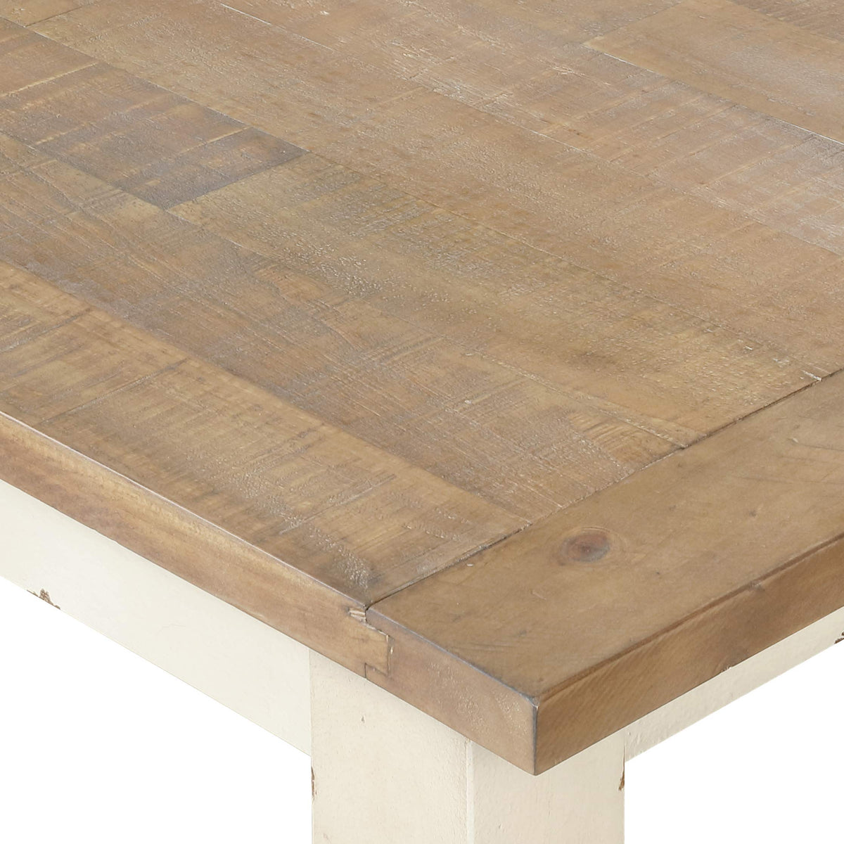 Antique White Two-Tone Oak Wood Dining Bench X79226