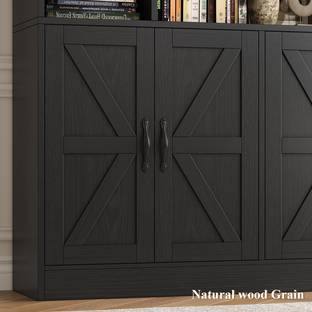 72" Tall Black Bookshelf with Storage S83161