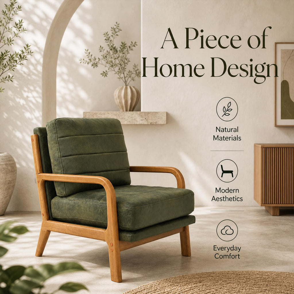 Mid-Century Modern Accent Chair Set of 2 Green B681