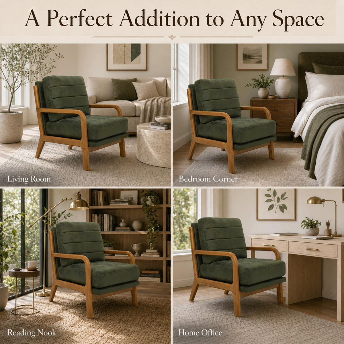 Mid-Century Modern Accent Chair Set of 2 Green B681