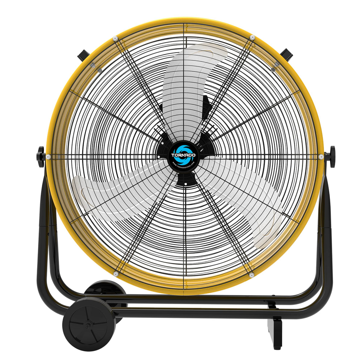 24 Inch High Velocity Tilt Metal Drum Fan Yellow 3 Speed S216