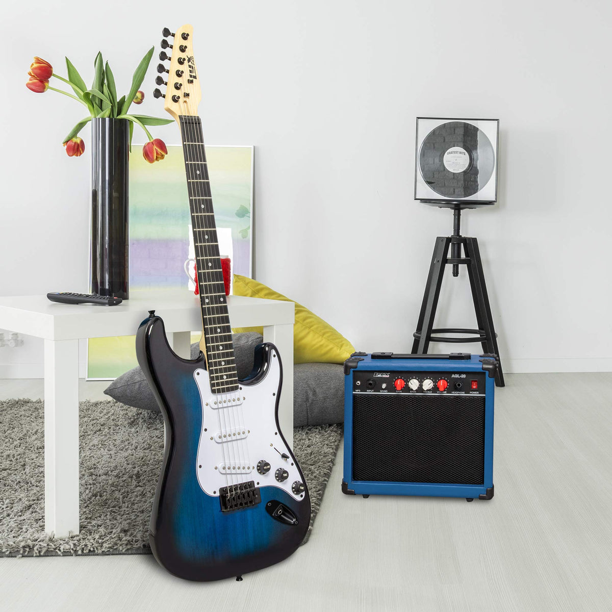 39 inch Electric Guitar Kit with Amplifier Blue H3533