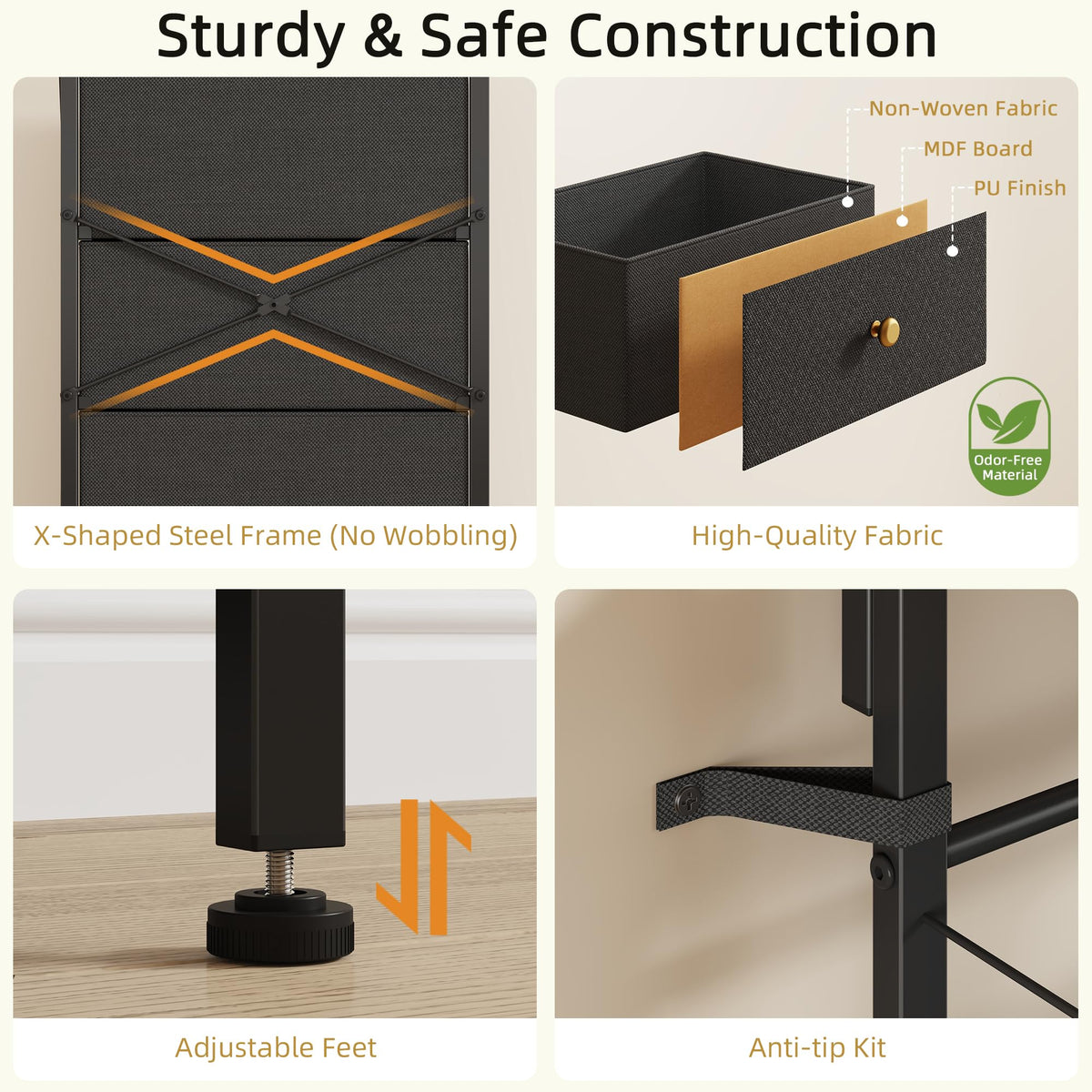Black 4 Drawer Vanity Dresser with Adjustable Mirror K9265