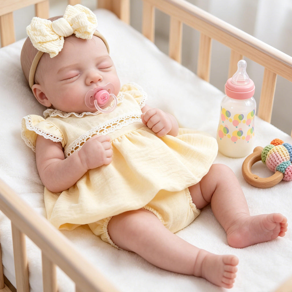 20" Realistic Sleeping Newborn Girl Doll with Weighted Body and Feeding Set B22008