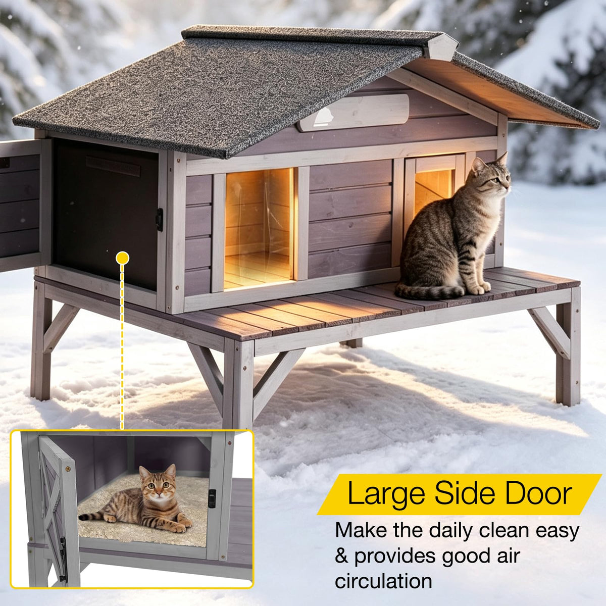 Outdoor Heated Cat House with Insulated Liner J683