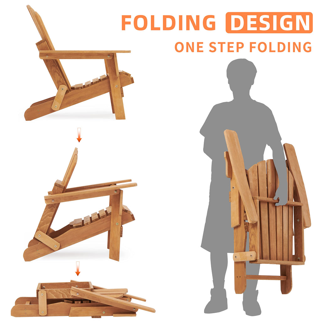 Oversize Wooden Outdoor Folding Chair Set of 2 Y119157
