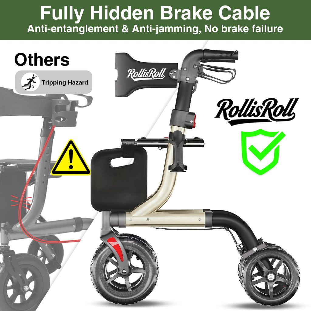 Foldable Aluminum Rollator Walker with Seat and 10" Wheels E3062