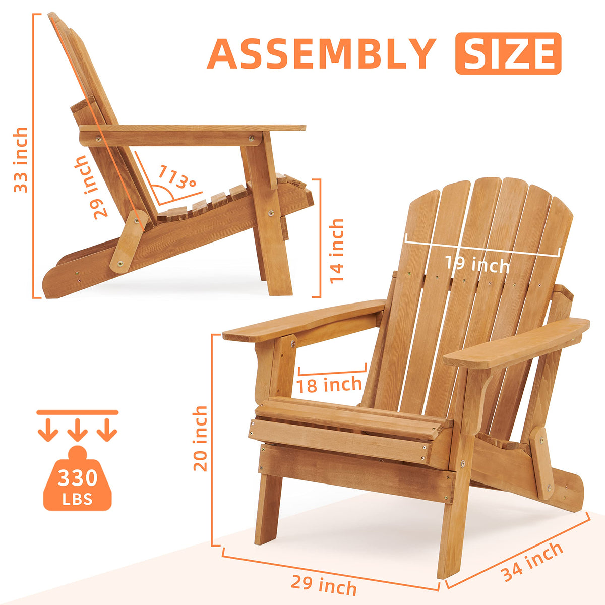 Oversize Wooden Outdoor Folding Chair Set of 2 Y119157