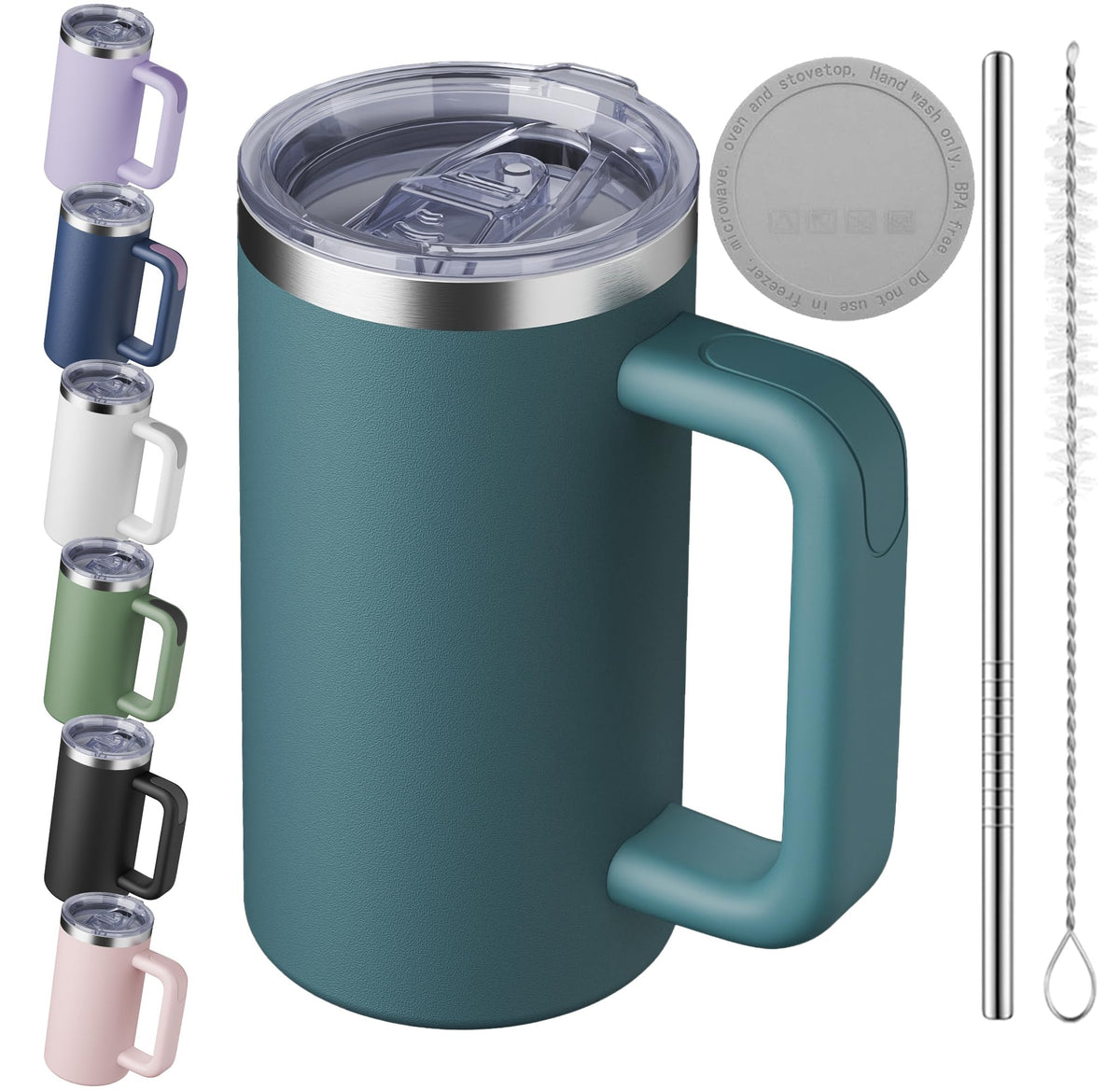20oz Insulated Coffee Mug With Handle Ocean Blue B234