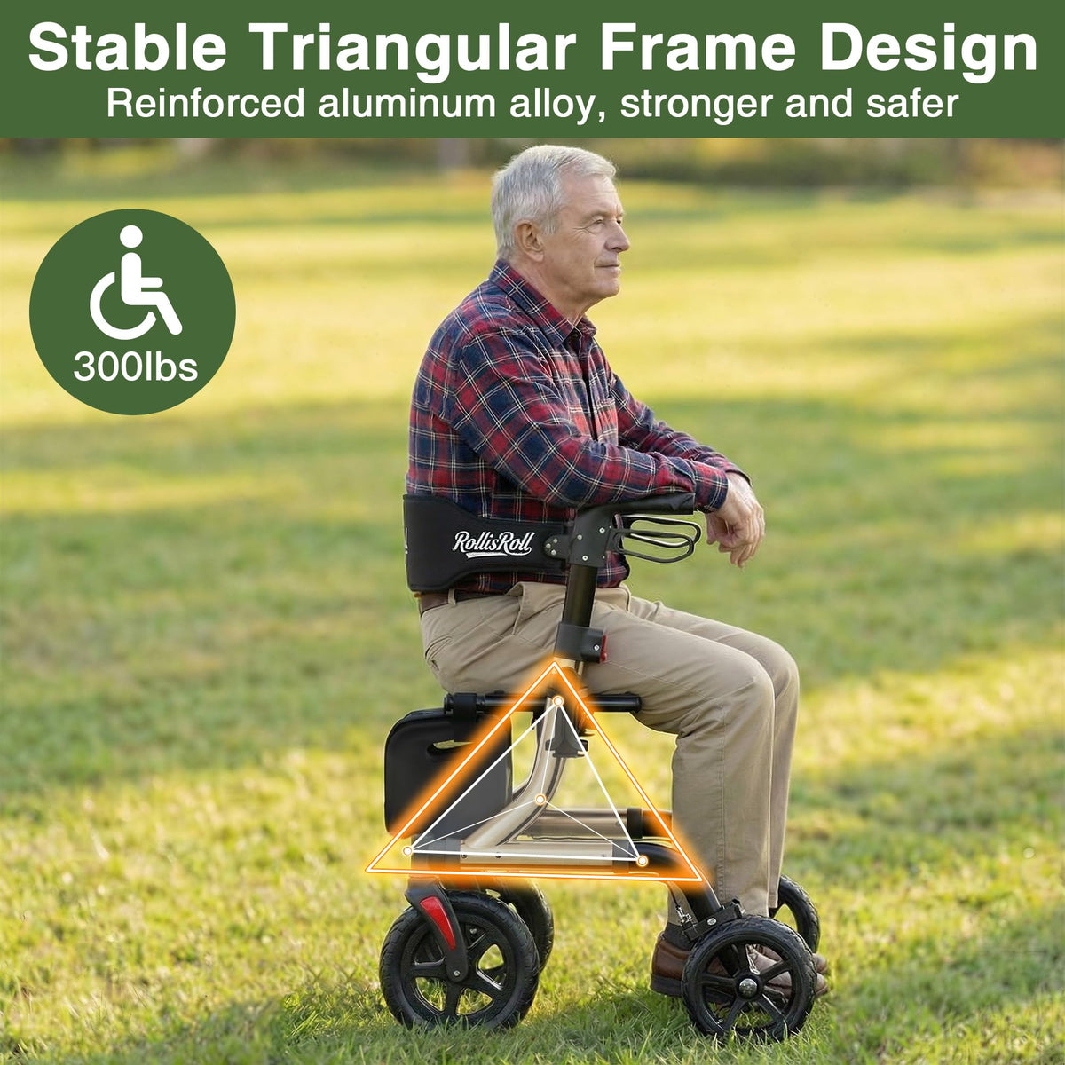 Foldable Aluminum Rollator Walker with Seat and 10" Wheels E3062