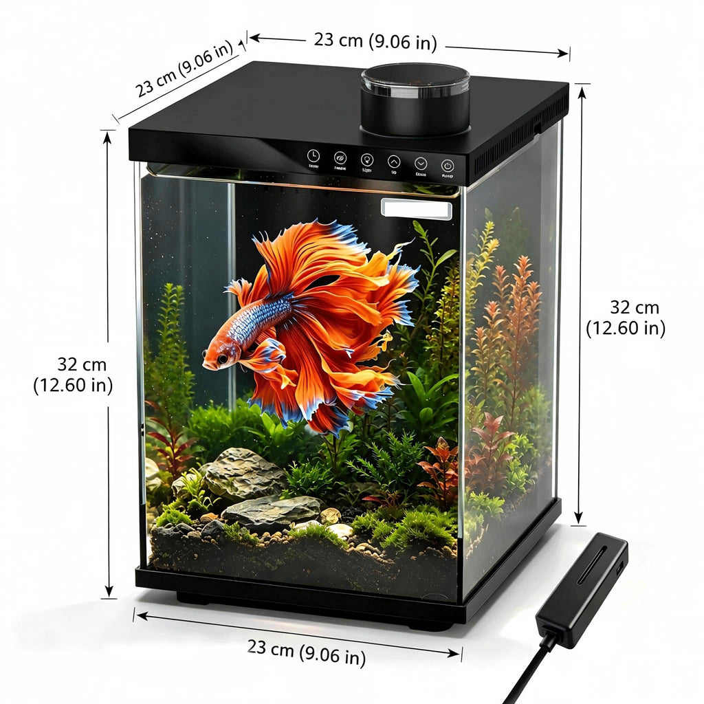 4 Gallon Ultra-Clear Glass Aquarium Kit with Auto Feeder W7192