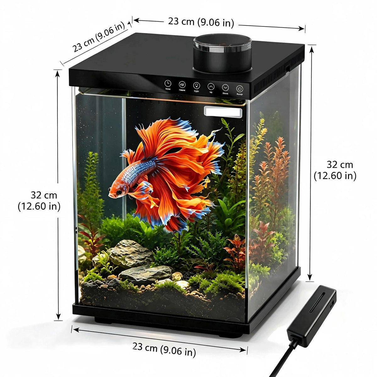 4 Gallon Ultra-Clear Glass Aquarium Kit with Auto Feeder W7192