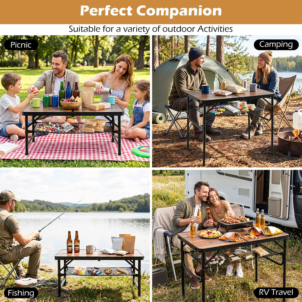 3 FT Portable Aluminum Folding Camping Table with Carry Handle U873899