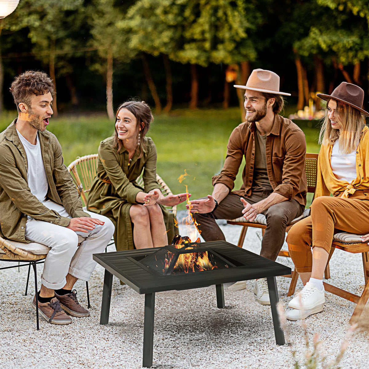 34 in Black Fire Pit with Grill G185624