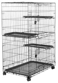 Large 3-Tier Cat Cage Playpen with Removable Tray, Black Z895