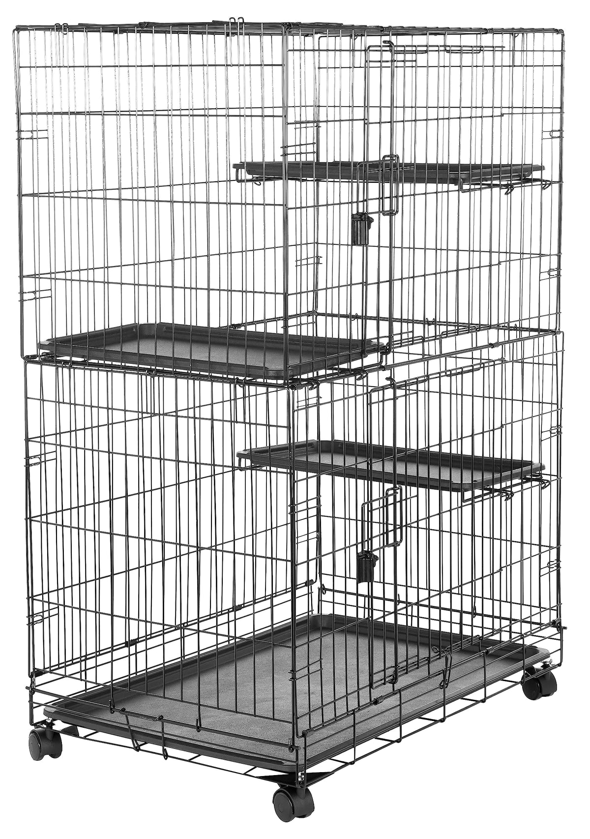 Large 3-Tier Cat Cage Playpen with Removable Tray, Black Z895