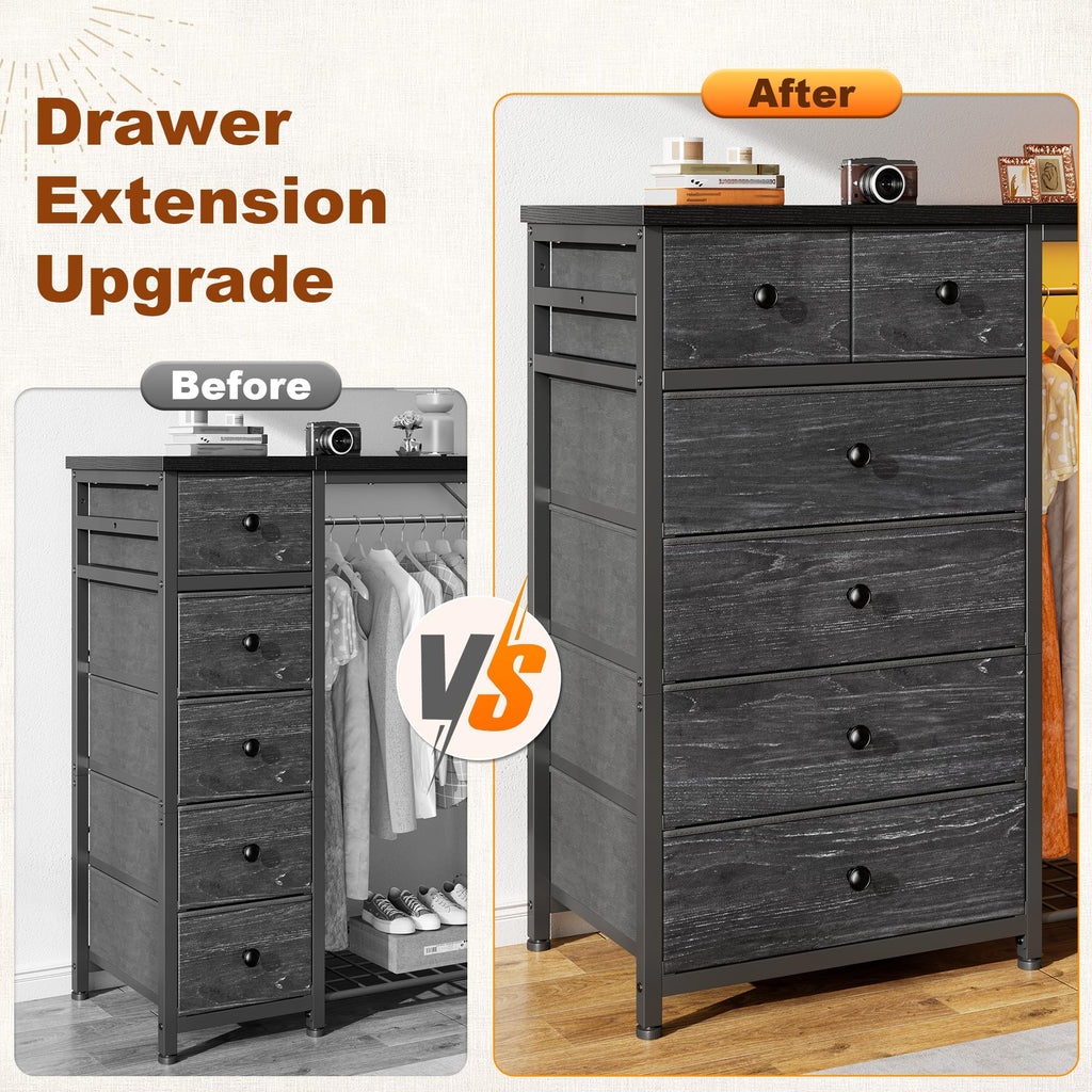 49.2" W Dresser with Hanging Rack & 6 Drawers X5787