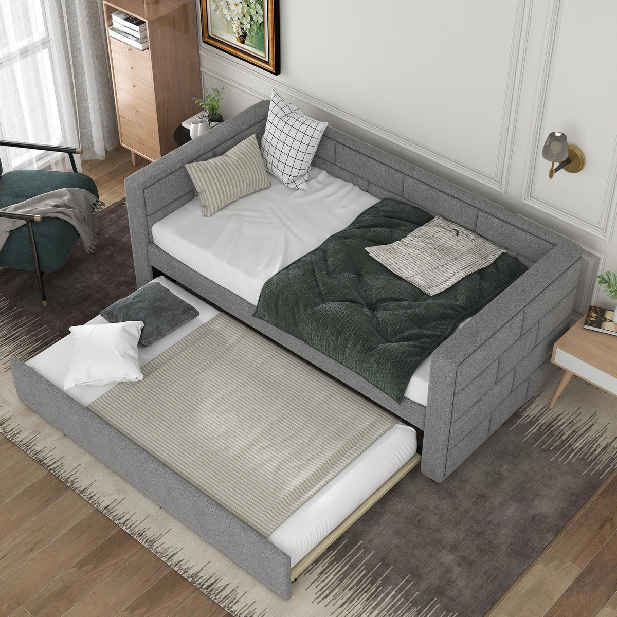 Twin Upholstered Daybed with Trundle J4023