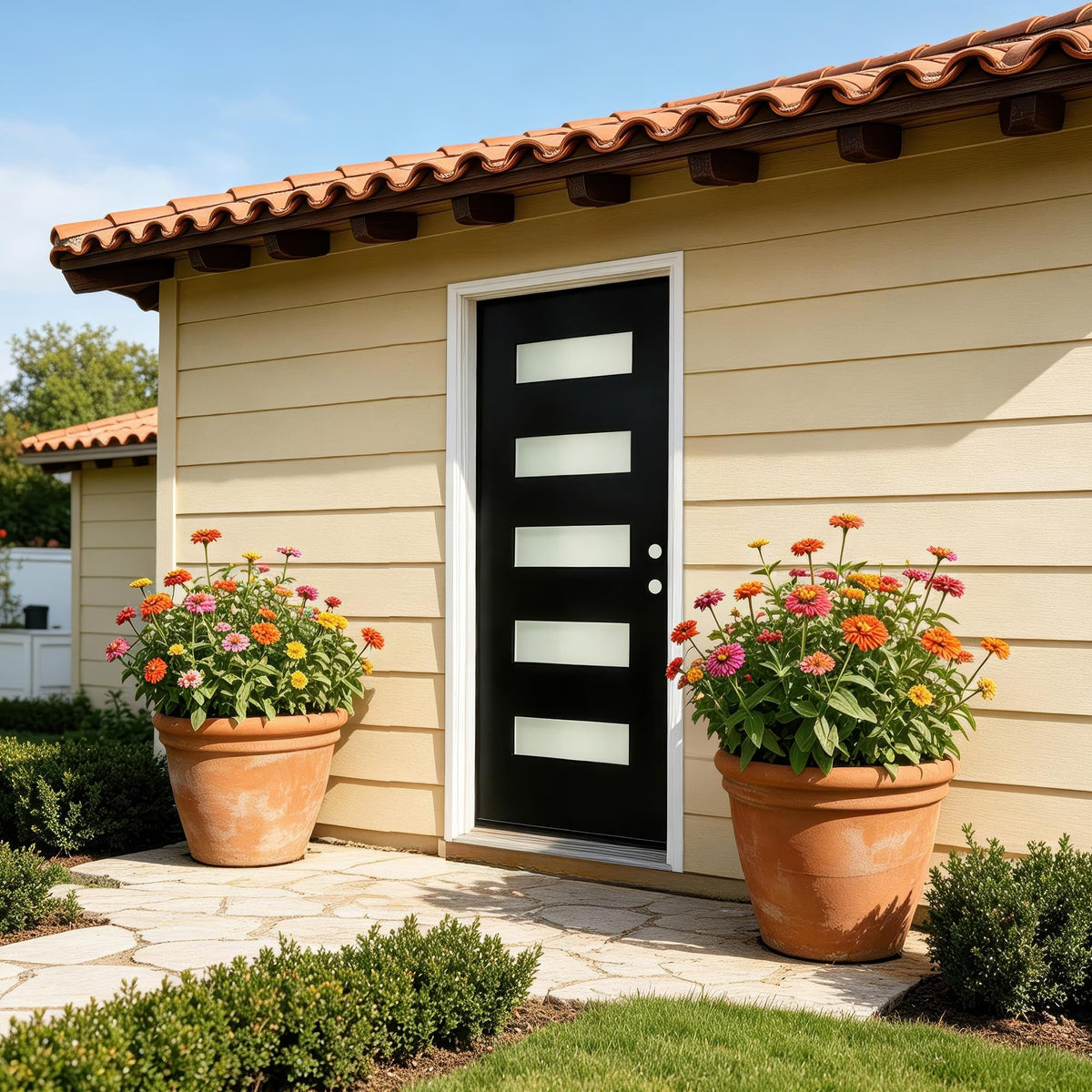 36" x 80" Left Hand Inswing Exterior Door with White Frame F402542
