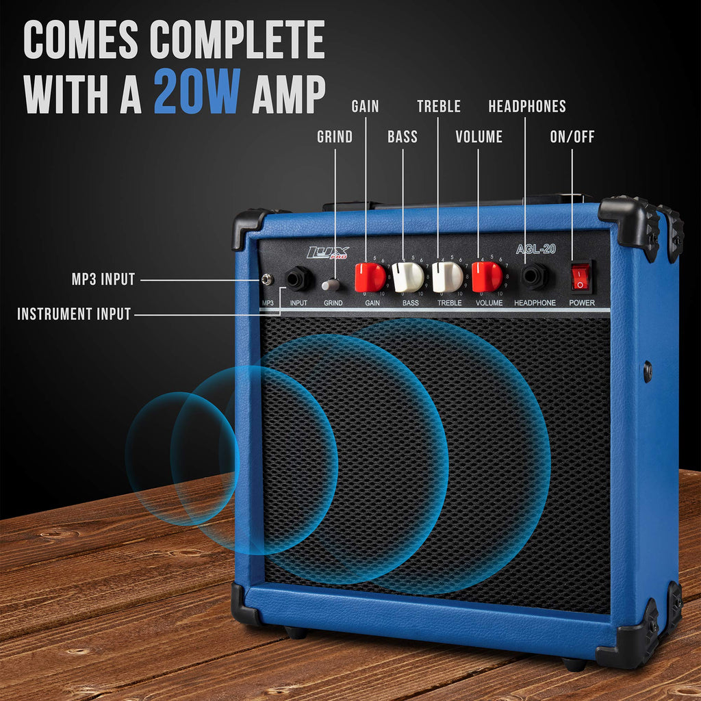 39 inch Electric Guitar Kit with Amplifier Blue H3533