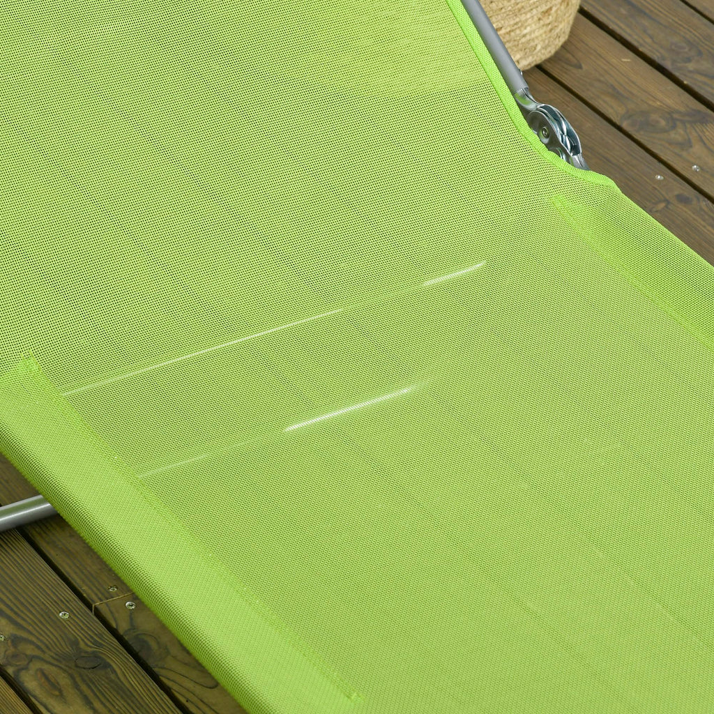 2 Piece Folding Chaise Lounge Chairs Reclining Back Green O5054
